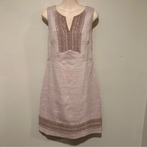 NWOT White House Black Market Linen Tweed Sheath Dress Size 10 Tan Beige